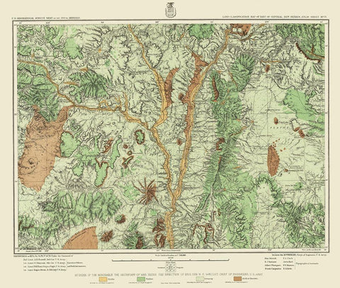 Central New Mexico Land Classification Sheet Black Ornate Wood Framed Art Print with Double Matting by US Army