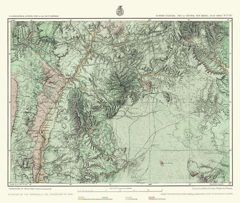 Central New Mexico Economic Sheet - US Army 1877 Black Ornate Wood Framed Art Print with Double Matting by US Army