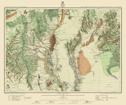 Southwest New Mexico Land Classification Sheet White Modern Wood Framed Art Print with Double Matting by USGS