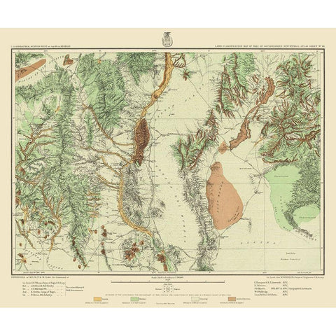 Southwest New Mexico Land Classification Sheet Black Modern Wood Framed Art Print with Double Matting by USGS