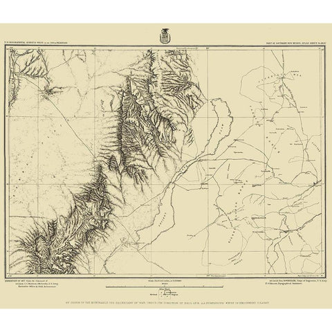 New Mexico 1 of 2 Sheet - US Army 1877 Gold Ornate Wood Framed Art Print with Double Matting by US Army