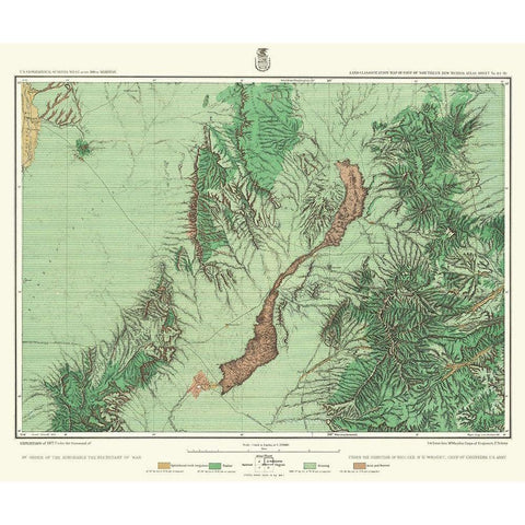 South New Mexico Land Classification Sheet Black Modern Wood Framed Art Print with Double Matting by US Army