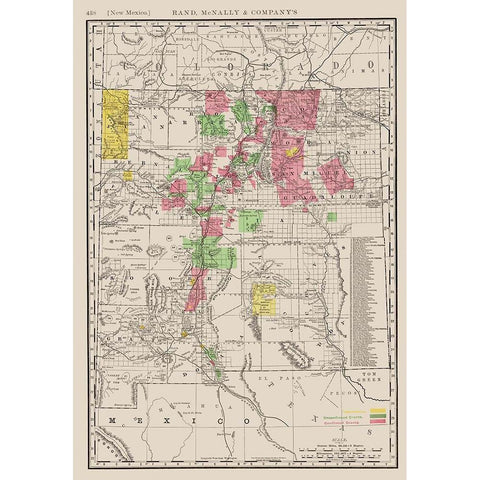 New Mexico - Rand McNally 1897 Black Modern Wood Framed Art Print with Double Matting by Rand McNally