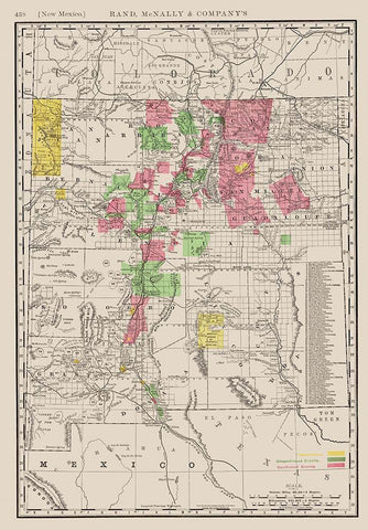 New Mexico - Rand McNally 1897 Black Ornate Wood Framed Art Print with Double Matting by Rand McNally
