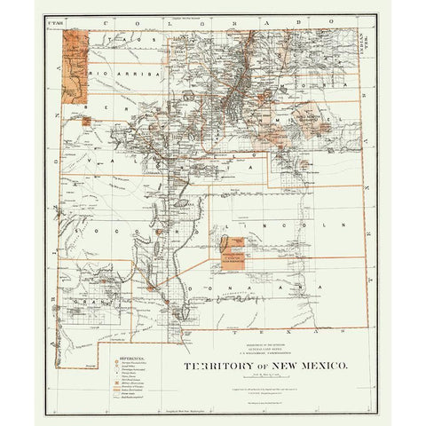 New Mexico - Roeser 1879 White Modern Wood Framed Art Print by Roeser