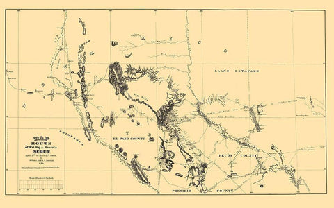 New Mexico Route - Moore 1869 Black Ornate Wood Framed Art Print with Double Matting by Moore