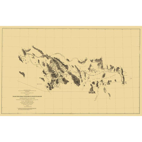 Pimas Villages to Fort Fillmore Route - Parke 1855 Gold Ornate Wood Framed Art Print with Double Matting by Parke