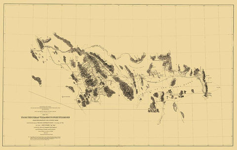 Pimas Villages to Fort Fillmore Route - Parke 1855 Black Ornate Wood Framed Art Print with Double Matting by Parke
