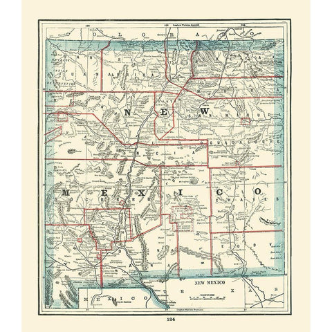 New Mexico - Rathbun 1893 Black Modern Wood Framed Art Print with Double Matting by Rathbun