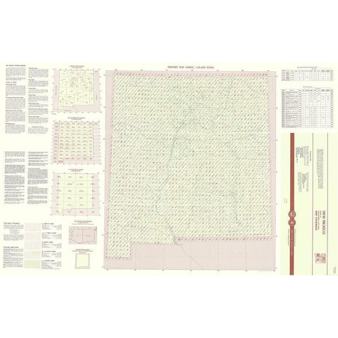 New Mexico New Mexico Index Quad - USGS 1983 Gold Ornate Wood Framed Art Print with Double Matting by USGS