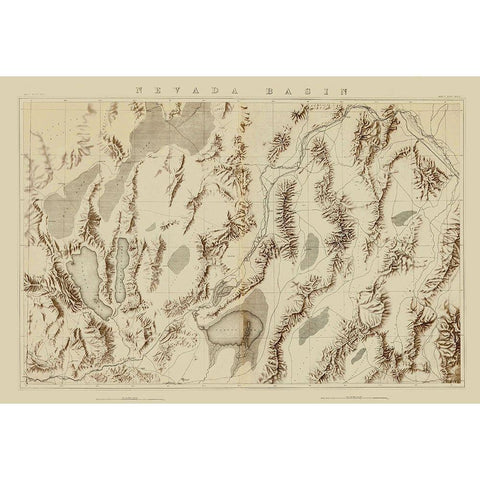 Nevada Basin Nevada - King 1876 Gold Ornate Wood Framed Art Print with Double Matting by King