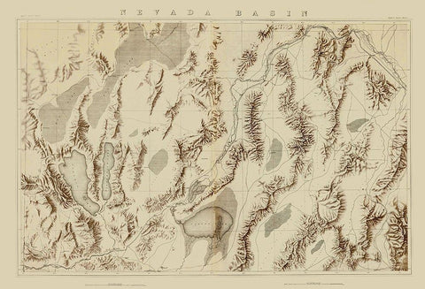 Nevada Basin Nevada - King 1876 Black Ornate Wood Framed Art Print with Double Matting by King