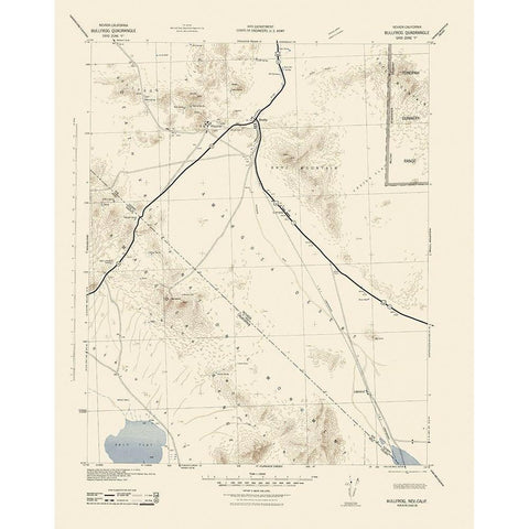 Bullfrog Nevada California Quad - USGS 1942 Gold Ornate Wood Framed Art Print with Double Matting by USGS