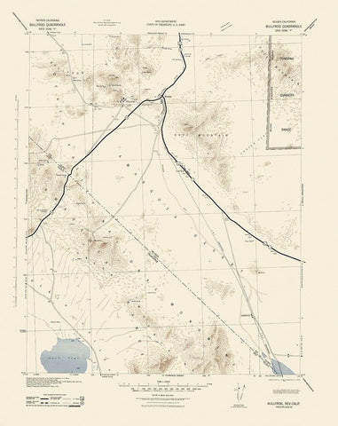 Bullfrog Nevada California Quad - USGS 1942 Black Ornate Wood Framed Art Print with Double Matting by USGS