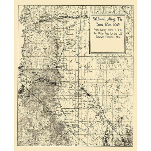 Carson River Settlement Nevada Landowner Gold Ornate Wood Framed Art Print with Double Matting by Ives