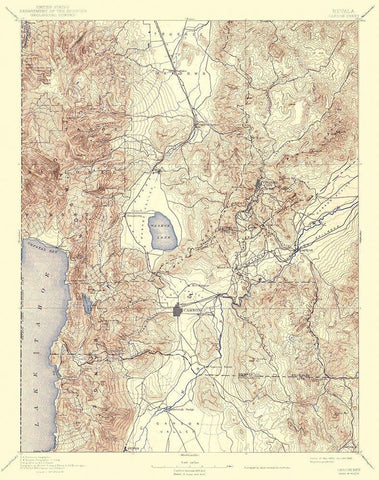 Carson Nevada Sheet - USGS 1893 Black Ornate Wood Framed Art Print with Double Matting by USGS