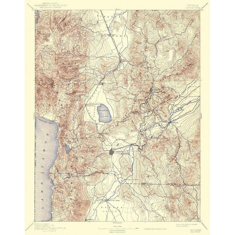 Carson Nevada Sheet - USGS 1893 Black Modern Wood Framed Art Print with Double Matting by USGS