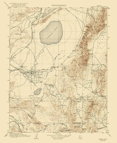 Carson Sink Nevada Quad - USGS 1910 Black Ornate Wood Framed Art Print with Double Matting by USGS