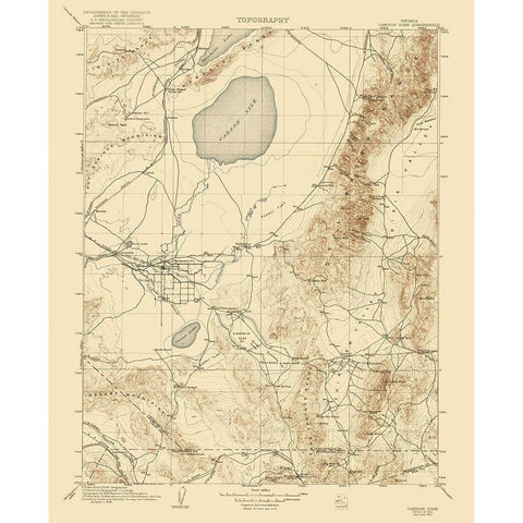 Carson Sink Nevada Quad - USGS 1910 White Modern Wood Framed Art Print by USGS