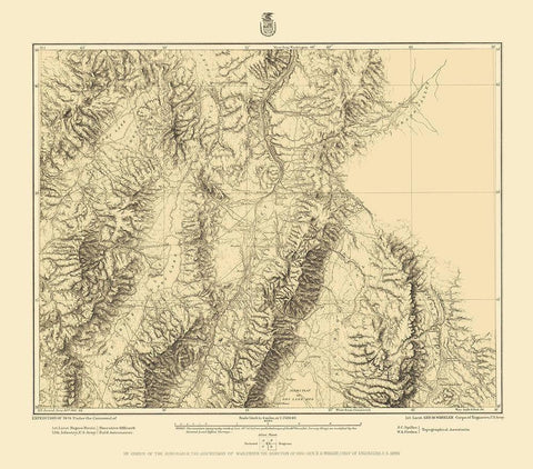 Central Nevada Geographical Sheet - US Army 1882 Black Ornate Wood Framed Art Print with Double Matting by US Army