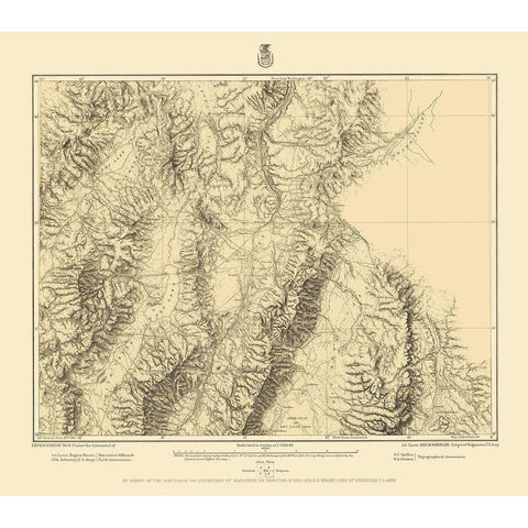 Central Nevada Geographical Sheet - US Army 1882 Gold Ornate Wood Framed Art Print with Double Matting by US Army