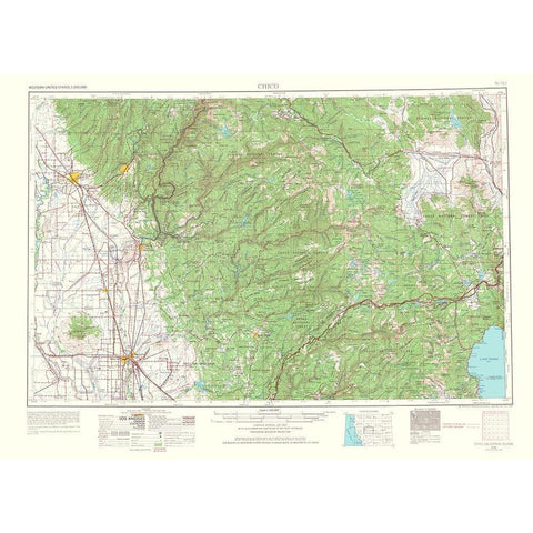 Chico California Nevada Quad - USGS 1967 Gold Ornate Wood Framed Art Print with Double Matting by USGS