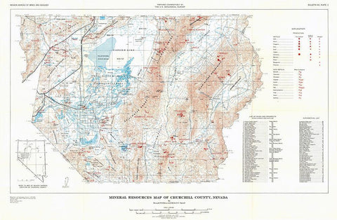 Churchill County Mineral Resources NV Black Ornate Wood Framed Art Print with Double Matting by Willden