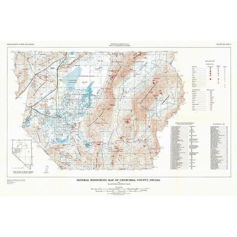 Churchill County Mineral Resources NV Black Modern Wood Framed Art Print with Double Matting by Willden