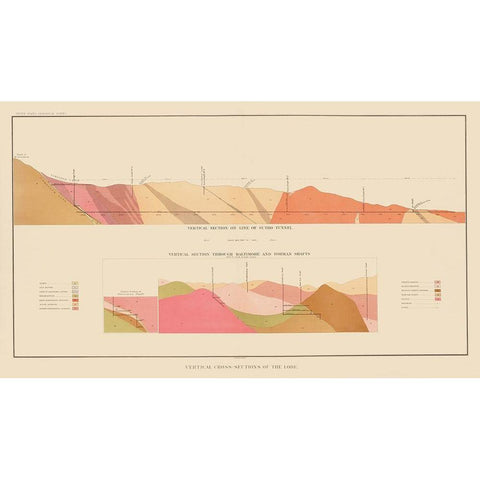 Comstock Lode Geology 2 Nevada - Becker 1882 White Modern Wood Framed Art Print by Becker