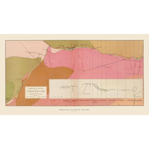 Comstock Lode Sutro Tunnel South Geology NV White Modern Wood Framed Art Print by Becker