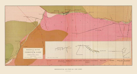 Comstock Lode Sutro Tunnel South Geology NV White Modern Wood Framed Art Print with Double Matting by Becker