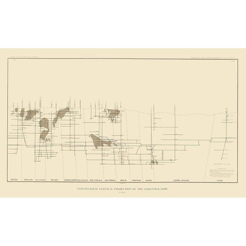 Comstock Lode Vertical Projection 1 Nevada Black Modern Wood Framed Art Print with Double Matting by Becker