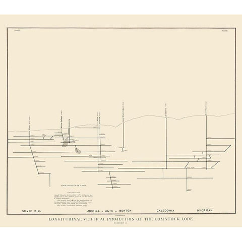 Comstock Lode Vertical Projection 3 Nevada Black Modern Wood Framed Art Print with Double Matting by Becker