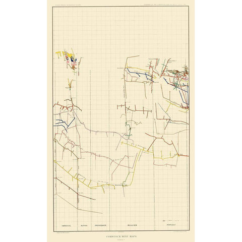 Comstock Mine Number Five Nevada - Becker 1882 White Modern Wood Framed Art Print by Becker