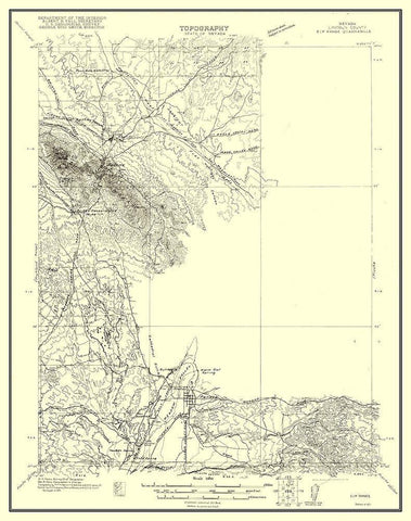 Ely Range Nevada Quad - USGS 1921 Black Ornate Wood Framed Art Print with Double Matting by USGS