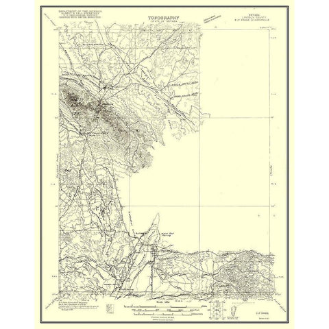 Ely Range Nevada Quad - USGS 1921 Black Modern Wood Framed Art Print with Double Matting by USGS