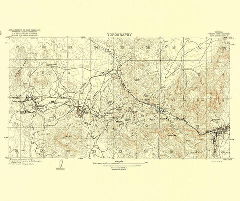 Ely Nevada Quad - USGS 1916 Black Ornate Wood Framed Art Print with Double Matting by USGS