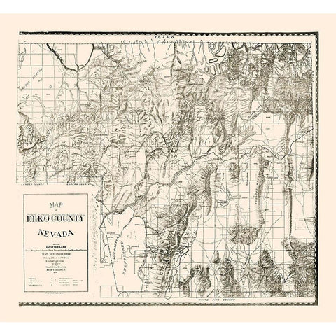 Elko County Nevada - McClellan 1894  White Modern Wood Framed Art Print by McClellan