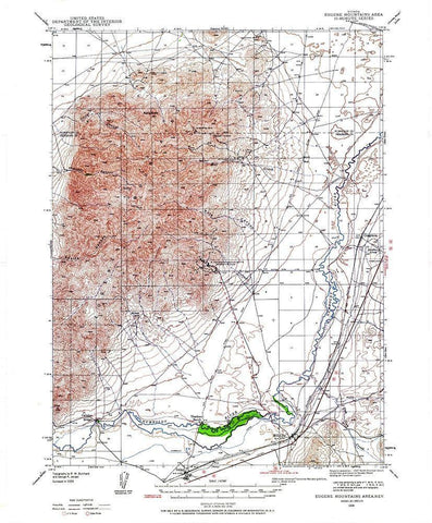 Eugene Mt Area Nevada - USGS 1939 White Modern Wood Framed Art Print with Double Matting by USGS