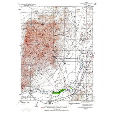 Eugene Mt Area Nevada - USGS 1939 Gold Ornate Wood Framed Art Print with Double Matting by USGS