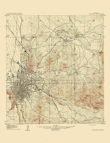 Goldfield Special Nevada Quad - USGS 1909 White Modern Wood Framed Art Print with Double Matting by USGS