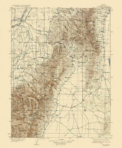 Halleck Nevada Quad - USGS 1935 Black Ornate Wood Framed Art Print with Double Matting by USGS