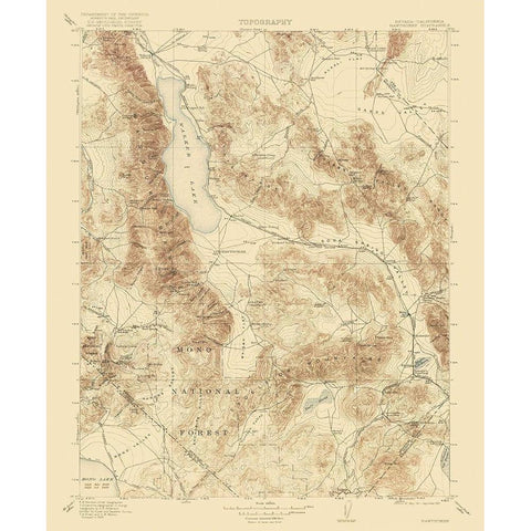 Hawthorne California Nevada Quad - USGS 1911 Black Modern Wood Framed Art Print with Double Matting by USGS