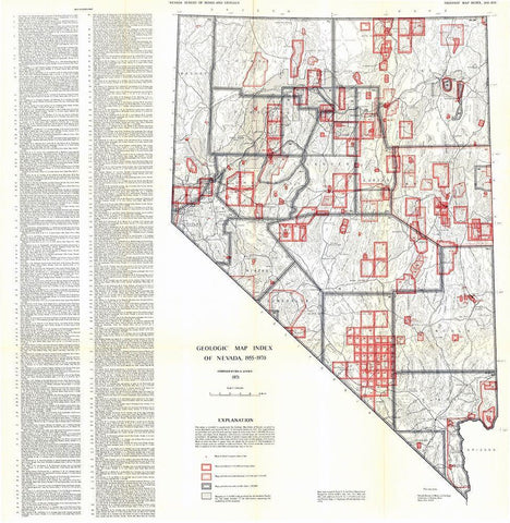 Geologic Index Nevada Mines - Lutsey 1955 White Modern Wood Framed Art Print with Double Matting by Lutsey