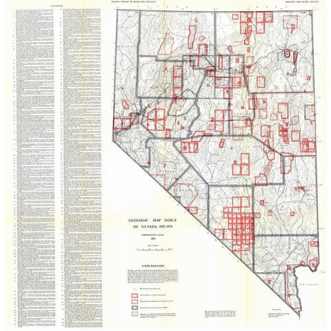 Geologic Index Nevada Mines - Lutsey 1955 White Modern Wood Framed Art Print by Lutsey