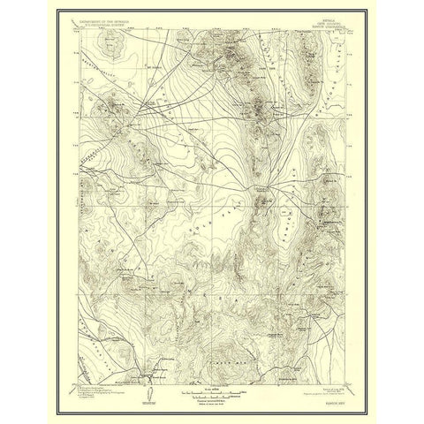 Kawich Nevada Quad - USGS 1908 White Modern Wood Framed Art Print by USGS