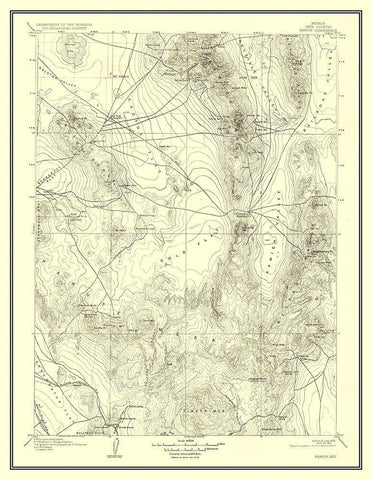 Kawich Nevada Quad - USGS 1908 Black Ornate Wood Framed Art Print with Double Matting by USGS