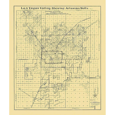 Las Vegas Valley Nevada Landowner - McWilliams Gold Ornate Wood Framed Art Print with Double Matting by McWilliams
