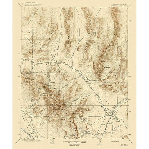 Las Vegas Nevada Quad - USGS 1908 Gold Ornate Wood Framed Art Print with Double Matting by USGS