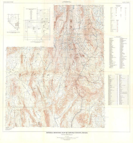 Lincoln County Minerals Nevada Mines - Tschanz White Modern Wood Framed Art Print with Double Matting by Tschanz